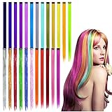 AirSMall 24 TLG Farbiger Haarverlängerungs Clip Set 55 * 3 cm Regenbogen Farbe Haarsträhnen Strähnchen Synthetisch Haarteile Perücken Hair Extensions für Kinder Mädchen Damen Cosplay Party