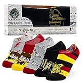 Harry Potter Sneaker Socken Damen Bunt, 5 Paar Füßlinge Damen Set, 36-40 (Schwarz/Grau)