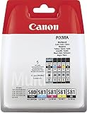 Canon Original PGI-580 PGBK, CLI-581 (C/M/Y/BK) Tintenpatrone – Schwarz (5 Stück)