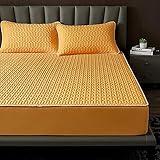 YFGY Wasserbett Boxspringbett Spannbettlaken King 150 * 200cm, Cooles Bettlaken mit Kissenbezug Sommer Bettwäsche-Sets, Bequeme Bettmatte Soft Bed Schutzhülle Golden 3PCS