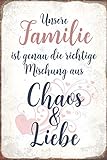 Schatzmix Blechschild Spruch Familie Mischung Chaos Liebe Metallschild Wanddeko 20x30 tin Sig