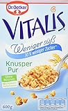 Dr. Oetker Vitalis Weniger süß Knusper Pur, Knuspermüsli mit 30% weniger Zucker, 5er Pack (5 x 600 g)