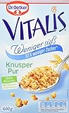 Dr. Oetker Vitalis Weniger süß Knusper Pur, Knuspermüsli mit 30% weniger Zucker, 5er Pack (5 x 600 g)