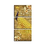 Gold Pfau und Magnolie Blume Poster Leinwand Leinwand Modulare Wandkunst Wohnzimmer DekorationModerne Malerei Kunst -30x40cmx3 R