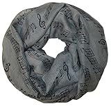 thb Richter Schlauchschal/Schal und Krawatte/Necktie mit Musiknoten Notenschlüssel für Musik-Veranstaltungen Chor Rundschal Loopschal Kunst (Anthrazit)