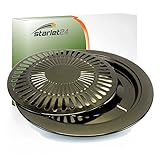 Starlet24 Grillaufsatz 2-TLG. Ø 31cm Grillplatte Grillrost für BBQ Camping Gaskocher Campingkocher inkl. 2in1-Werkzeug