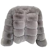 AiYoWi Damen Kunstpelz Kunstpelzmantel Herbst Winter Qualität Faux Fuchspelzmantel flauschiger Mantel Pelz Kunstpelz 5xl Zottelmantel Fuchspelz 6xl - Dunkelgrau,4XL 112cm,