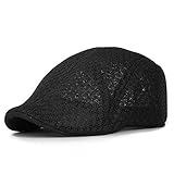 Herren Kappe Hut New Summer Beret Herren Mesh Peaked Cap Atmungsaktive Und Bequeme Flache Mütze Hochwertige Männliche Mützen Shades Dad Hat-Black
