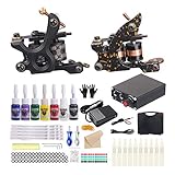 HAWINK Tattoo Komplettes Tattoo-Kit für Anfänger Tattoo-Netzteil-Kit 7 Tattoo-Tinten-Set 20 Tattoo-Nadeln 2 Pro Tattoo-Maschinen-Kit Tattoo-Zubehör TK-HW2005