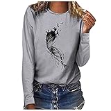 Sportkleidung Pullover Damen Libelle Drucken Langarm Rundhals Tops Tshirt Frauen Winter Kurzarm Oberteile Einfach Lang Tee Top Casual Basic Tshirt Teenager Madchen Fitness Sport Tops Sw