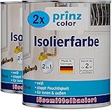 prinzcolor Premium Isolierfarbe LH Niktoinfarbe Deckanstrich Nikotinsperre Weiß 1,5