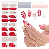 EBANKU 20 Pcs Weihnachten Gel Nagellack Aufkleber, Nail Art Sticker Schneeflocke Gel Nail Wraps Streifen Rote Nagelgel für Frauen Mädchen Halloween Nail Art Decor (UV / LED-Lampe erforderlich)