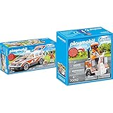 PLAYMOBIL City Life 70050 Notarzt-PKW mit Licht und Sound, Ab 4 Jahren & 70052 City Life Rettungs-Balance-Roller, b