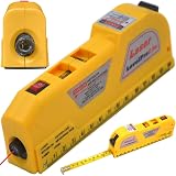Retoo Laser Wasserwaage mit Bandmaß 250cm und Kreuzlinienlaser, 16cm Stahlmaßstab Wasserwaage Klein, Laserwasserwaage, Laser-wasserwaage, Level Kreuzwasserwaage, Laserwaage, Schnurwasserwaage, Gelb