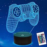 Ammonite Gamepad Nachtlicht, 3D Illusion Game Control Lampe 16 Farben wechselnd mit Fernbedienung, Game Room Decor als Weihnachtsfeiertagsgeschenk für Jungen M