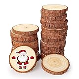 SOLEDI Natürliche Holzscheiben Baumscheiben Ungebohrte Unbehandeltes Astscheiben zum Basteln Kunst Baumstamm Scheiben für DIY, Deko, Basteln, Hochzeit, Weihnachten Durchmesser 6-7 cm (30 Stücke)