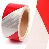 10M*5CM Warntafel Warnmarkierung Rot Weiss Streifen Reflektorband Reflexfolie Selbstkleb