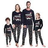 MyFav Weihnachtspyjama für die Familie, bequem, Nachtwäsche, lange Schlafanzüge, Blau / Herren / Größe S