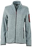 James & Nicholson Damen Jacke Jacke Knitted Fleece Jacket grau (Light-Grey-Melange/Red) M