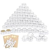 60 Stück Döschen, PAMIYO 5ml Leerdose klarer Tiegel, Cremedose Leer Transparent Tiegel mit Schraubverschluss Reise Töpfchen Döschen Set, für Lotion, Creme, Mini-Kerzen, Kosmetik-(Transparent)