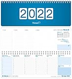 Wochen-Tischkalender 2022 im Quer-Format | 1 Woche 2 Seiten | Wochenkalender in Königsblau/Weiß, 29,5 x 10,5 cm | Schreibtisch-Kalender mit Sprüchen | nachhaltig & k