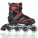 DISUPPO Inline Skates, Verstellbare Größe Rollschuhe Inliner für Kinder/Erwachsen/Anfänger/Mädchen/Jungen/Jugendliche, Mit Leucht PU Räder mit ABEC-7 Lag