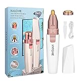 HALOVIE Wiederaufladbarer Augenbrauenrasierer, 2 in 1 USB Augenbrauen Trimmer Bikini Trimmer, Gesichtshaarentferner für Frauen, Augenbrauen Rasier, Augenbrauentrimmer, LED Licht Lippenstift Desig