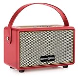 Bennett & Ross BB-820RD Blackmore Junior - Retro Bluetooth Lautsprecher in Lederoptik mit 5200 mAh Akku - Vintage Speaker mit 20W - MicroSD-Eingang mit MP3-Player - 3,5mm Aux-Anschluss - R