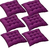 BAOWKQ Stuhlkissen, für drinnen und draußen, verdickte Stuhlkissen mit Riemen, Korb-Sitzkissen, Terrasse, Esszimmerstuhl, Sitzkissen mit Schnürsenkeln, einfarbig, 40 x 40 cm, V