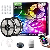 Lepro Smart LED Strip 10M(2x5M), RGB Dimmbar LED Streifen Wifi, Wlan LED Band IP65 Wasserdicht, Selbstklebend Superhell Lichtband Lichterkette Stripes,[nur 2.4GHz]Kompatibel mit Alexa,App,Google H