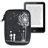 kwmobile Schutztasche für eReader - Filz Tasche Hülle Cover Case Schutzhülle Pusteblume Love Dunkelgrau Weiß - 17 x 12 x 2 cm Innenmaß