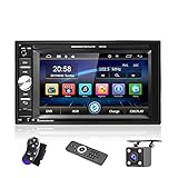 Hodozzy Double Din Autoradio, Bluetooth-Haupteinheit 6,2-Zoll-Touchscreen-Autoradio, USB, SD, AUX-Eingang, MP5-Player, FM, Unterstützung der Rückfahrkamera und Radsteuerung