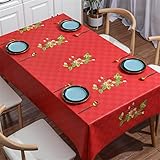 CCBAO Rote Tischdecke Home Hotel wasserdichte Tischdecke Wohnzimmer Küche Antifouling Tischdecke Rechteckige Ölbeständige Tischdecke Quadratischer Tisch Couchtisch Tisch Gartendekoration 140x220