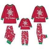 Weihnachts Nachtwäsche Pyjama Set Christmas Bedruckt Rentier Elch Outfit Lange Ärmel Pyjamas Schlafanzüge Jumpsuit Pyjamas Familie Homewear 2Pc Family Kinder Weihnachtsanzug