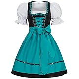 Gaudi-Leathers Damen Dirndl Kleid Dirndlkleid Trachtenkleid Midi Ilona Schwarz Hellblau 46