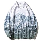 Zhoujp Freizeithemden,Street Herren Herren Tide Brand Herrenhemd Digitaldruck Lässig Weißes Hemd Für Herren, Ac01, XL