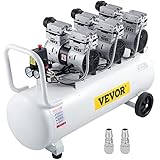 VEVOR Flüster Kompressor Ölfrei Luftkompressor 22 Gallonen 100L Druckluft Leise mit 2 Manometer für Hausreparatur, Reinigung der Fußbodenheizung, Blechlackierung, Stahlluftpistole, Zahnmedizin usw