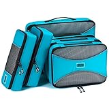 PRO Packing Cubes Packwürfel - 6-Stück Koffer Organizer Set für Organisiertes Packen Ihres Reise Gepäck. Federleichte Packtaschen für Rucksack, Koffer und Kleidertaschen - Aqua B