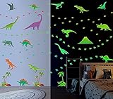 KAIRNE 87 Stück Bunt Dinosaurier Wandsticker,Wandtattoo Kinderzimmer Junge,Cartoon Tier Leuchtend Wandaufkleber,Dino Leuchtsticker für Junge Schlafzimmer,Dino Sticker für Babyzimmer Wanddeko Geschenk