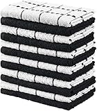 Utopia Towels - 12er Pack Geschirrtücher Küchentücher, 38 x 64 cm Baumwolle Geschirrtüch – Maschinenwaschbar (Schwarz und Weiß)