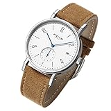 FEICE Unisex Uhr Mechanische Automatikwerk mit Saphirglas Lederarmband Ø38mm - FM201 (Brown)