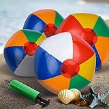 Gxhong Set aus 4 Wasserbälle mit 1 Pumpe, Beach Ball aufblasbar Strandbälle Beachball Pool Spielzeug für den Strand, Pool, Sommerpartys, M