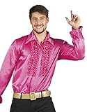 Boland - Disco Hemd mit Rüschen, Pink, für Herren, Kostüm, Party Shirt, Schlagermove, 70er Jahre, Mottoparty,