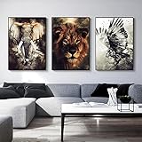 MCZQT Posterdruck Löwe Elefant Tier Wand Ölgemälde Büro Wohnzimmer Dekoration 40Cmx50Cmx3
