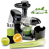 GREEN-PRESS KERAMIK Horizontaler Slow Juicer mit Keramik Pressschnecke BPA-frei | Sellerie, Selleriesaft, Weizengras, Kräuter Grüne Detox Säfte | Allround Entsafter elek