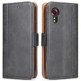 NC Galaxy Xcover 5 Hülle, Leder Tasche Handyhülle für Samsung Galaxy Xcover 5 Schutzhülle Flip Wallet mit Ständer und Kartenfächer/Magnetverschluss (Schwarz)