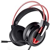 Greatever Gaming Headset, Headset PC PS4 Xbox Headset mit Noise Cancelling Mikrofon, Bass Surround Sound, Kopfhörer für PC MAC Laptop IPad IPod Smartphone (Rot)