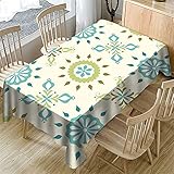 3D-Effekt Blau Rechteckige Tischdecke Polyester Wasserdichte Küche Antifouling Tischdecke Esszimmer Antifouling Quadratische Tischdecke Weihnachten Halloween Party Wohnzimmer Dekoration 140x220