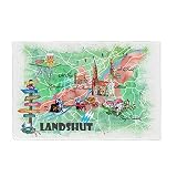 artboxONE Metall-Poster 30x45 cm Städte Landshut Illustrierte Karte von Künstler artshop77