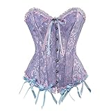 Grebrafan Corsage übergröße Klassische Brokat Korsett Korsage (EUR(36-38) L, Blau)